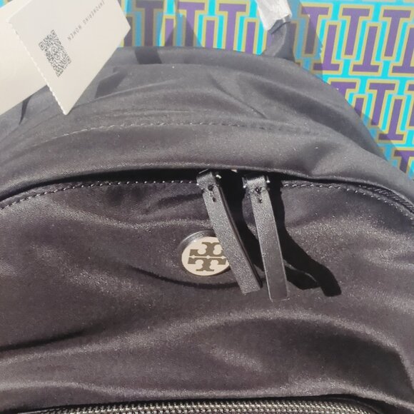 Tory Burch $350 Nylon Backpack Black Lightweight Purse Bag 173559 Pockets main image 9